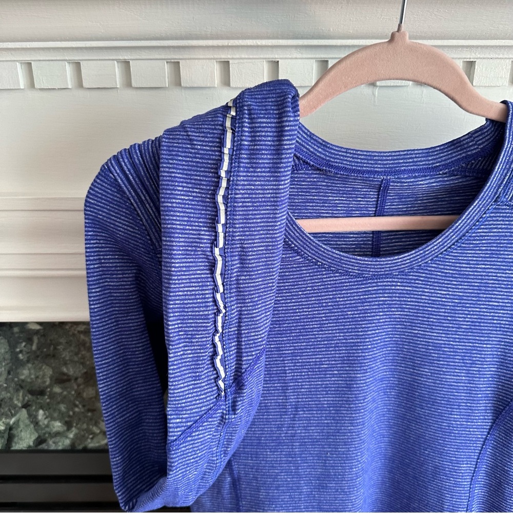 Lululemon Star Runner Long Sleeve Tonka Stripe Pigment Blue size 8 - Picture 2 of 8
